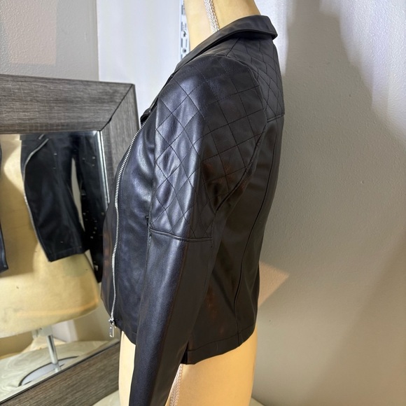 Black Faux Leather Girls Jacket - Picture 5 of 14